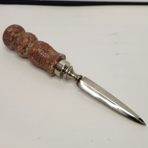 Marble Stone Hand Carved Steel Letter Opener Knife Heavy Mayan
